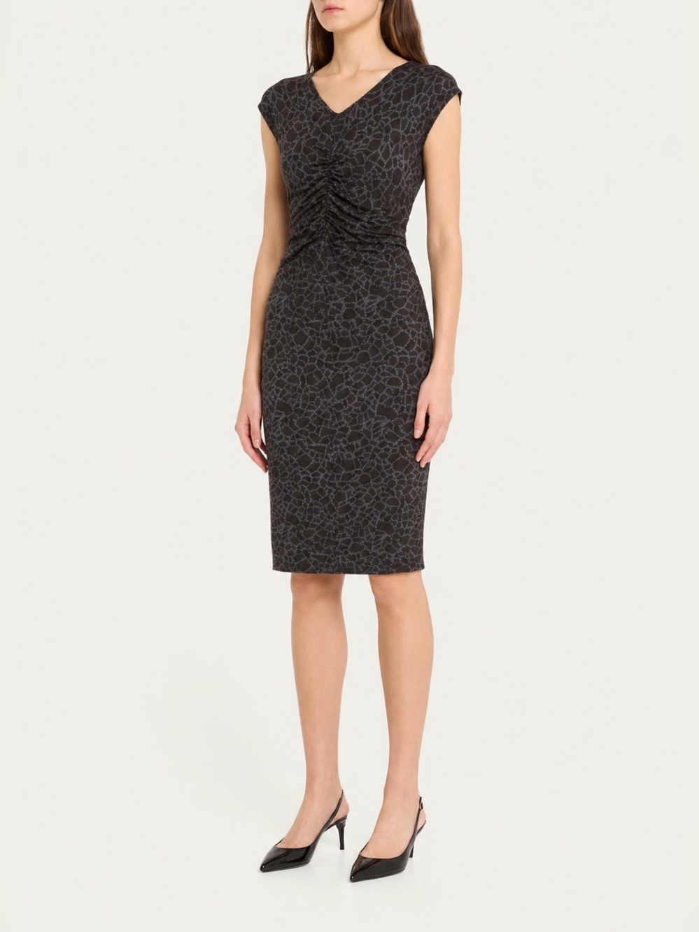 Armani Collezioni Made in Italy Ruched Print Sheath Dress Size 10 Cashmere Angor
